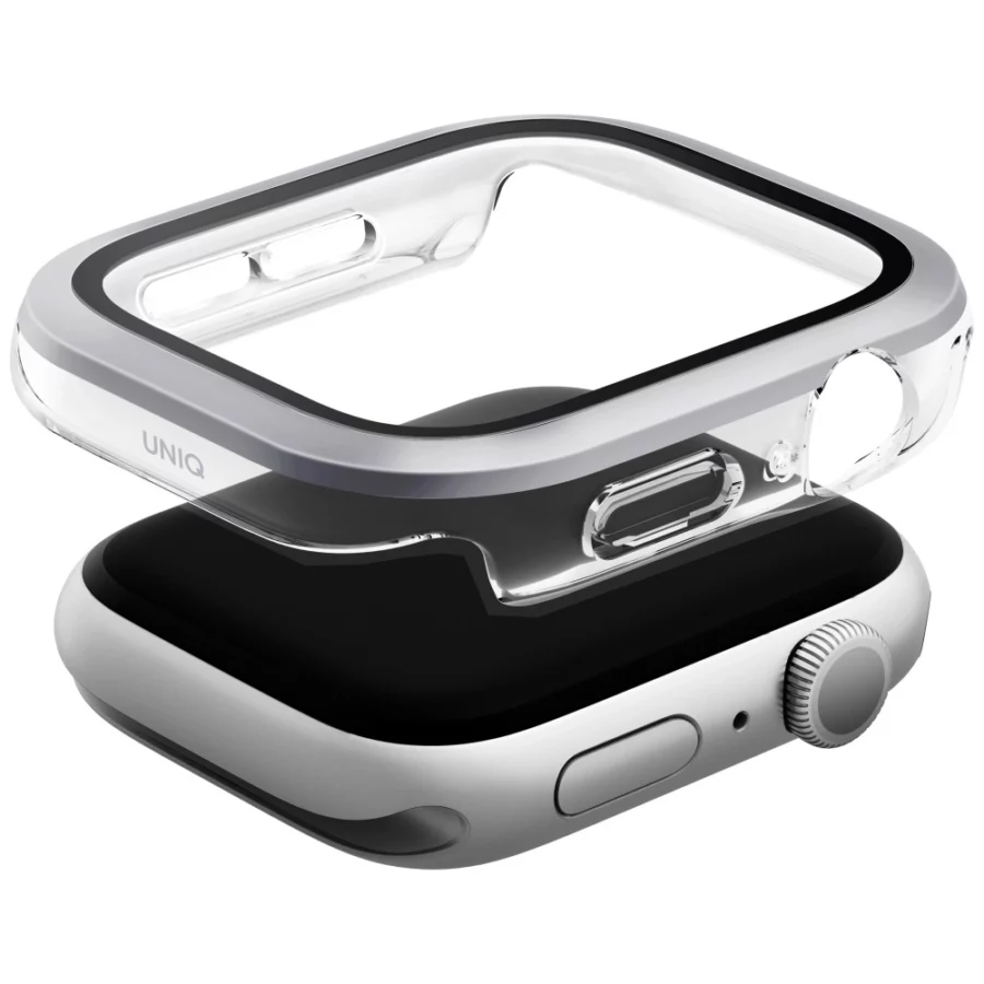 Etui ze szkłem hartowanym UNIQ Voute na Apple Watch 10 42 mm - srebrne