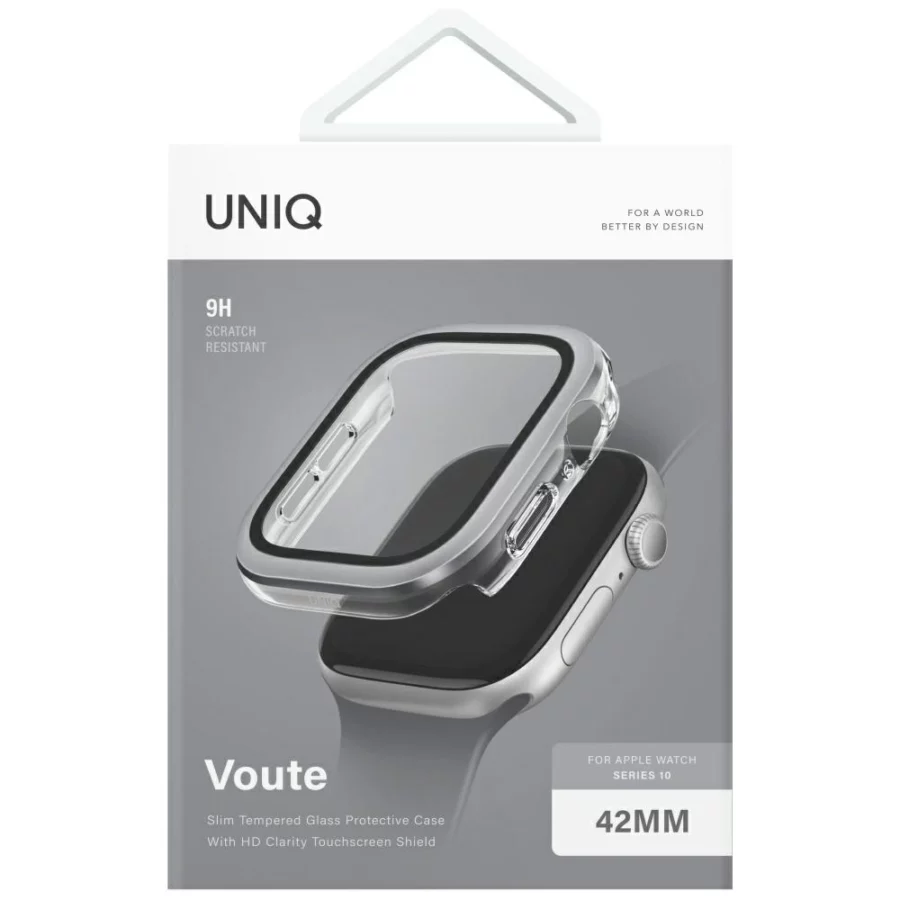 Etui ze szkłem hartowanym UNIQ Voute na Apple Watch 10 42 mm - srebrne