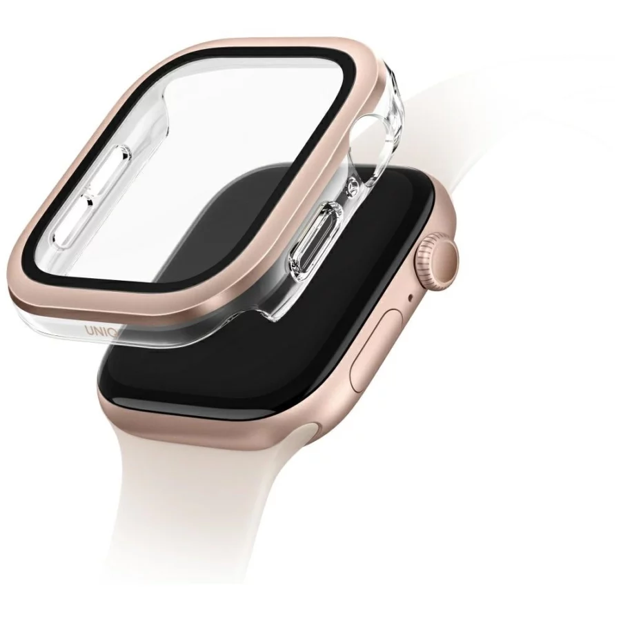 Etui ze szkłem hartowanym UNIQ Voute na Apple Watch 10 46 mm - różowo-złota