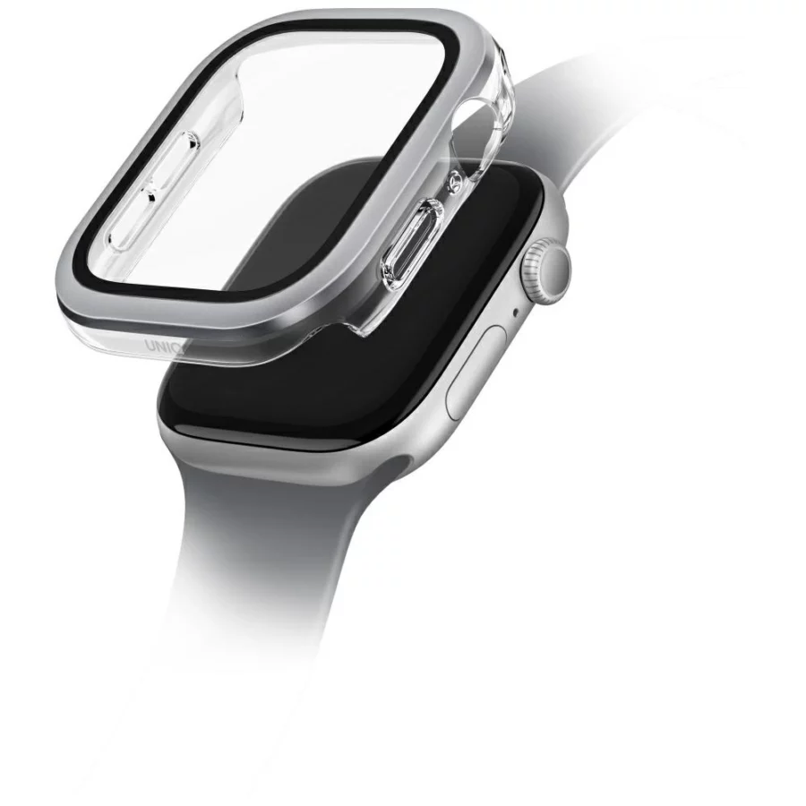 Etui ze szkłem hartowanym UNIQ Voute na Apple Watch 10 46 mm - srebrne