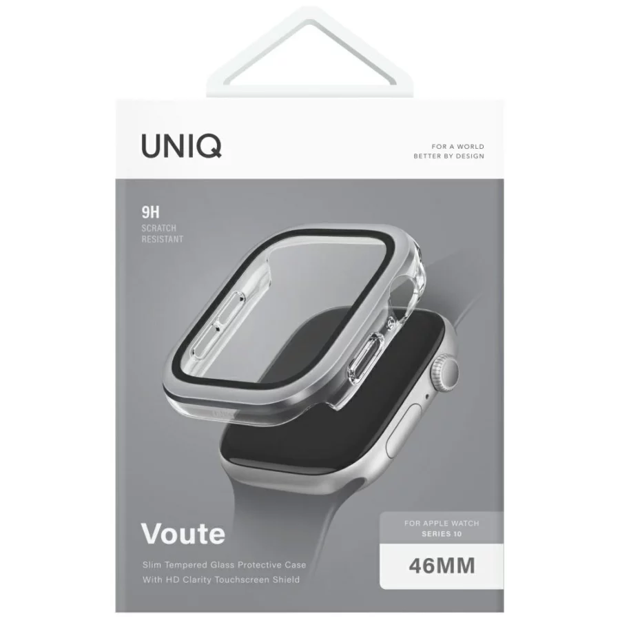 Etui ze szkłem hartowanym UNIQ Voute na Apple Watch 10 46 mm - srebrne