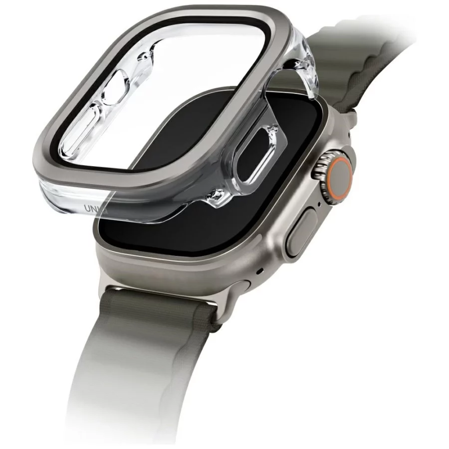 Etui ze szkłem hartowanym UNIQ Voute na Apple Watch Ultra 49 mm - srebrne