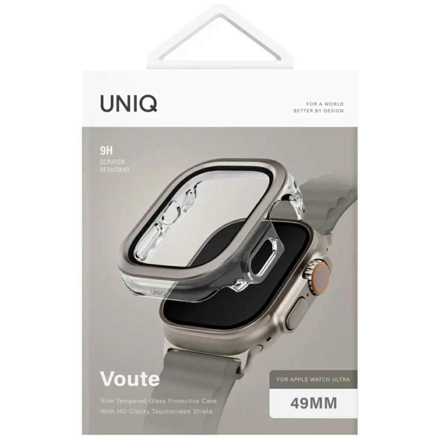 Etui ze szkłem hartowanym UNIQ Voute na Apple Watch Ultra 49 mm - srebrne