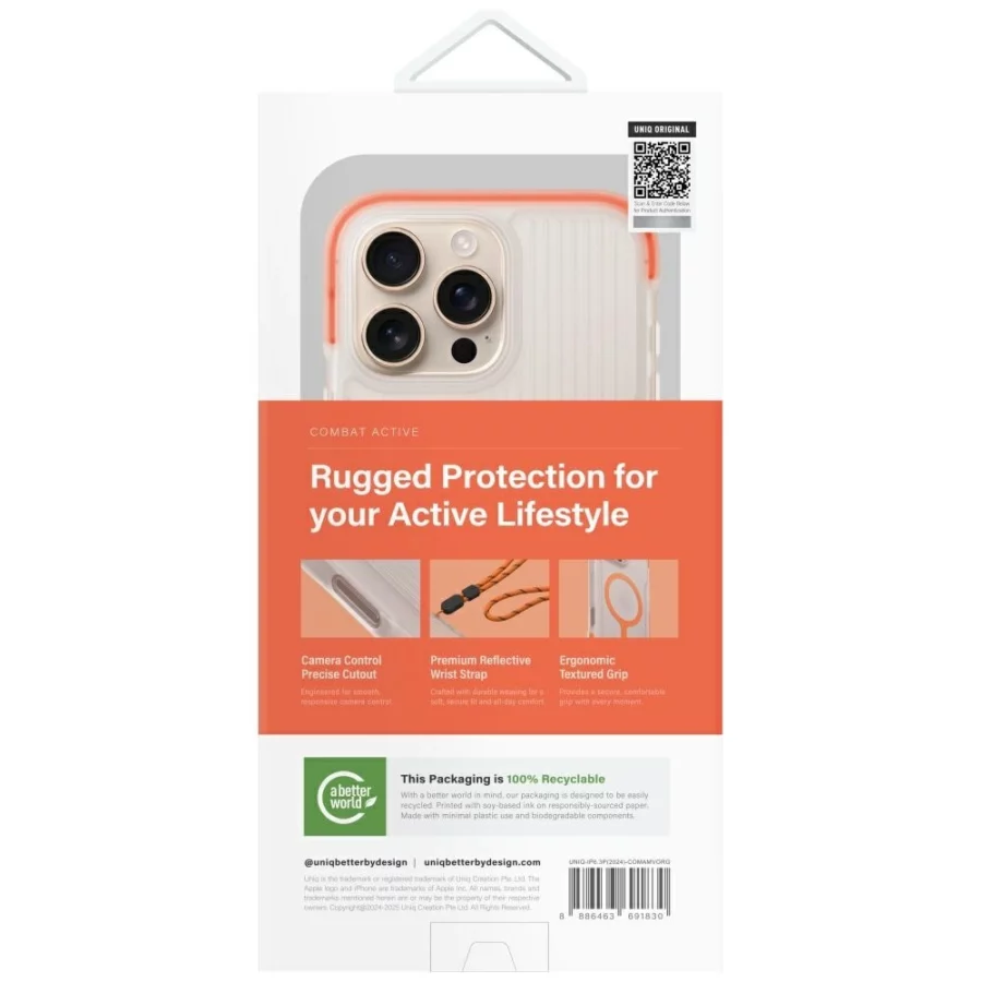 Etui UNIQ Combat Active Magclick Charging na iPhone 16 Pro - pomarańczowe