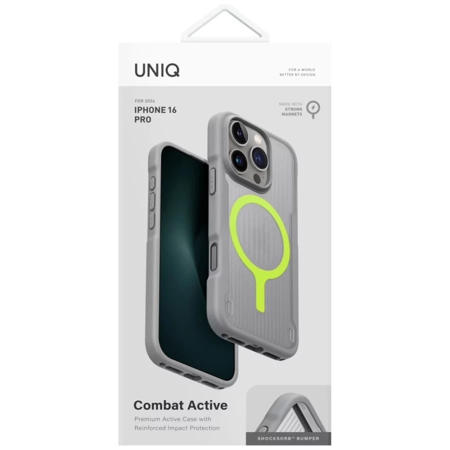 Etui UNIQ Combat Active Magclick Charging na iPhone 16 Pro - szare