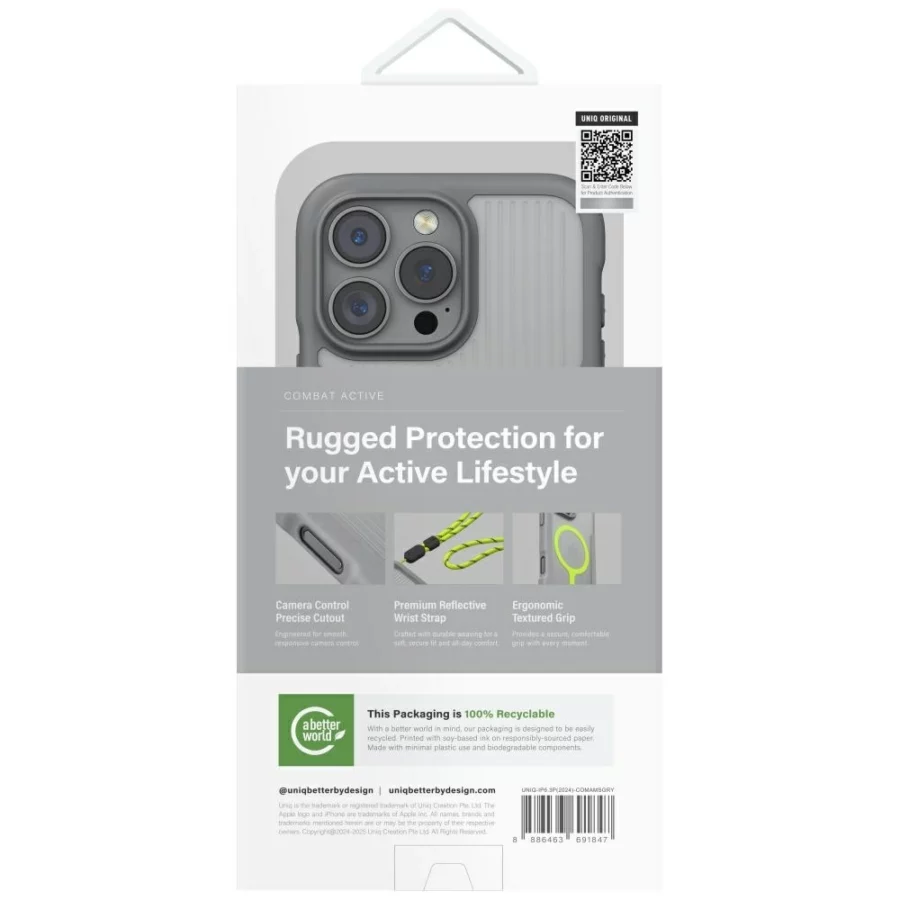 Etui UNIQ Combat Active Magclick Charging na iPhone 16 Pro - szare