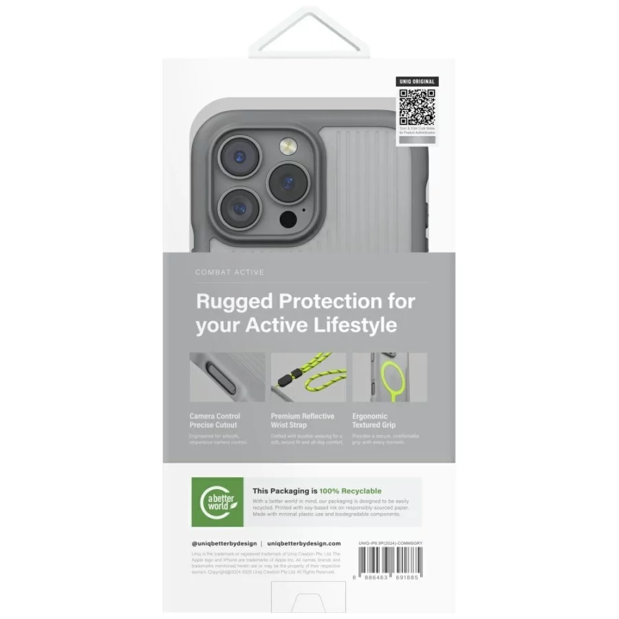 Etui UNIQ Combat Active Magclick Charging na iPhone 16 Pro Max - szare
