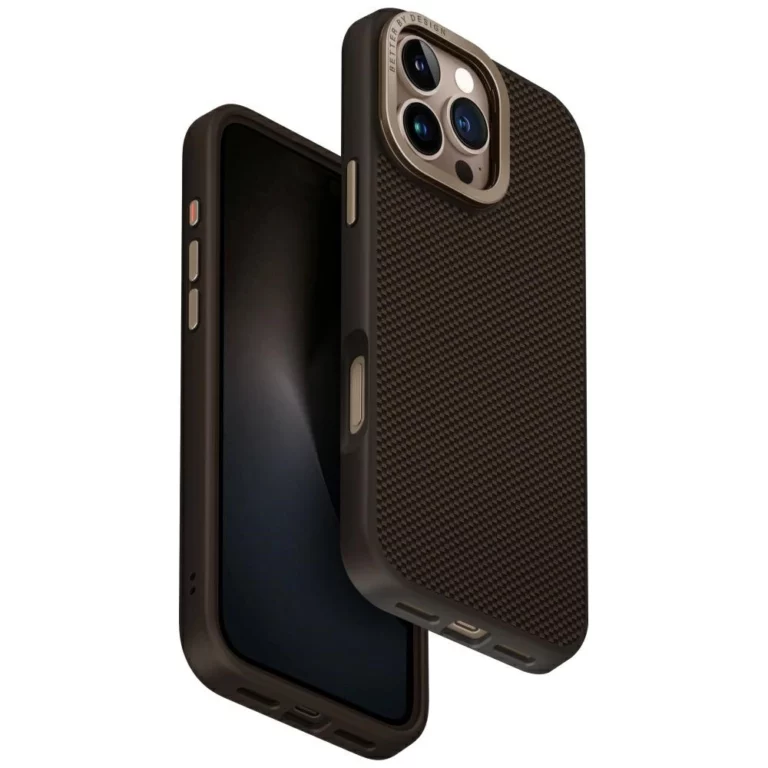 Etui UNIQ Keva Max Magclick Charging Camera Stand na iPhone 16 Pro Max - brązowe