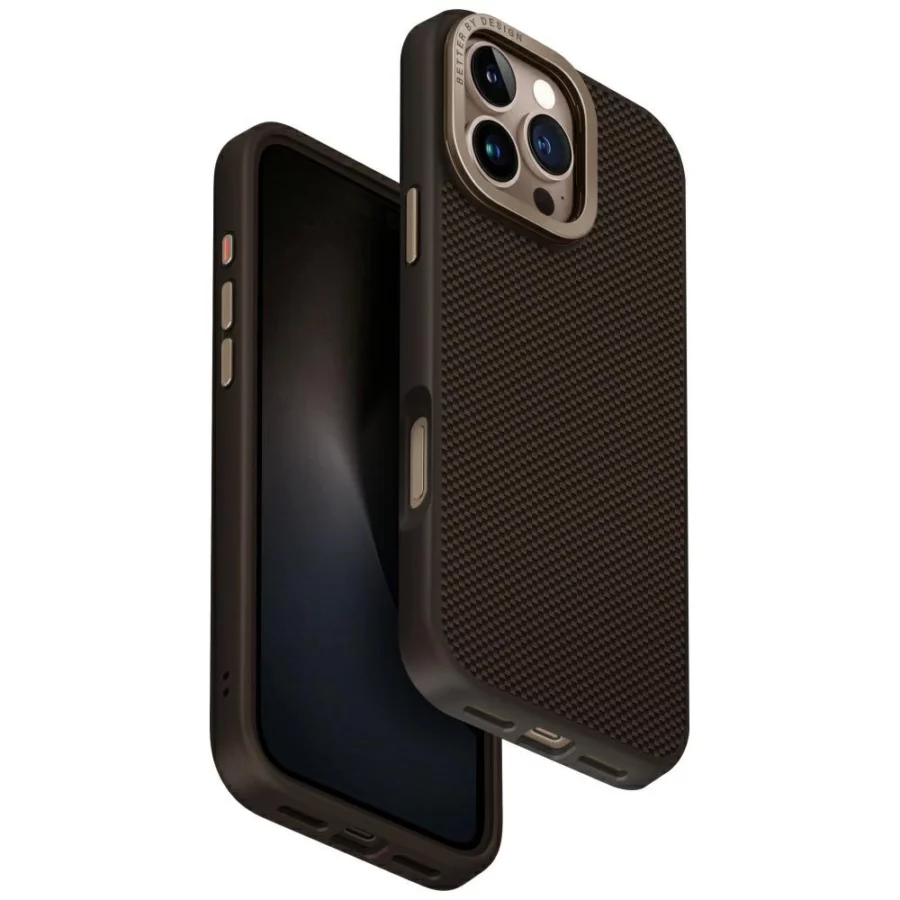 Etui UNIQ Keva Max Magclick Charging Camera Stand na iPhone 16 Pro Max - brązowe