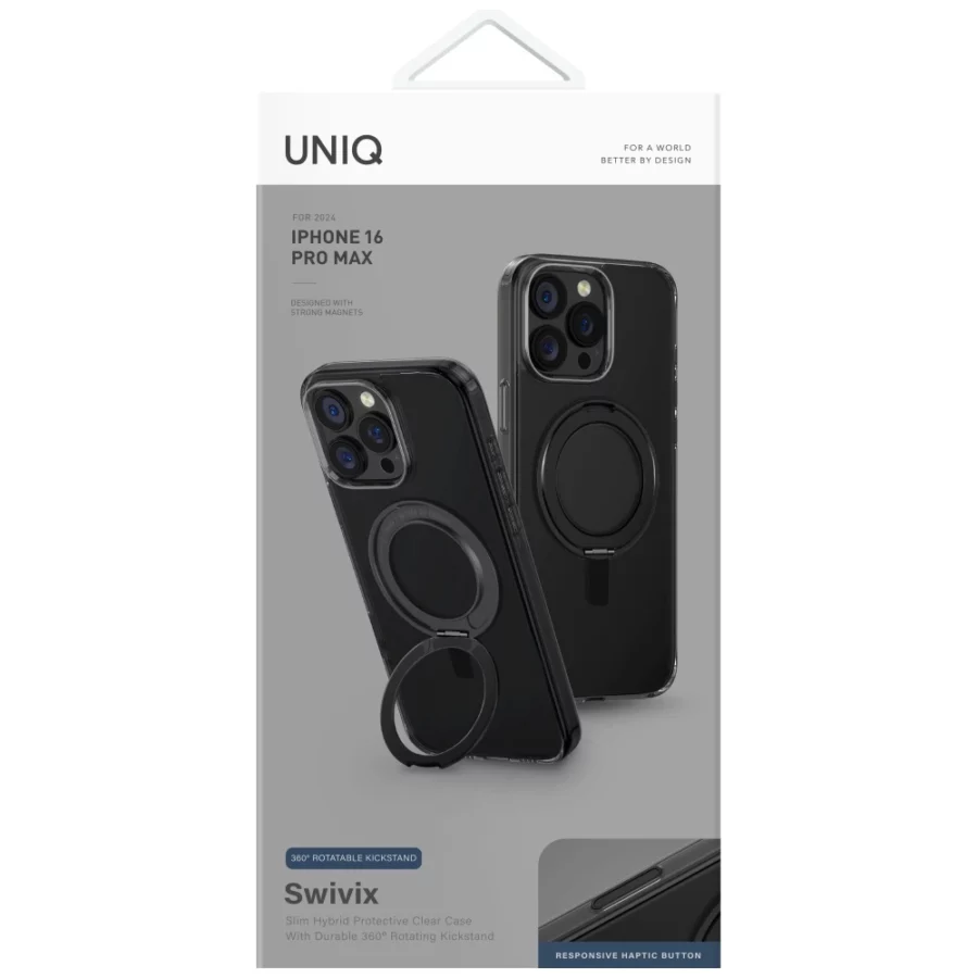 Etui UNIQ Swivix 360 Rotating Kickstand na iPhone 16 Pro Max  - czarne