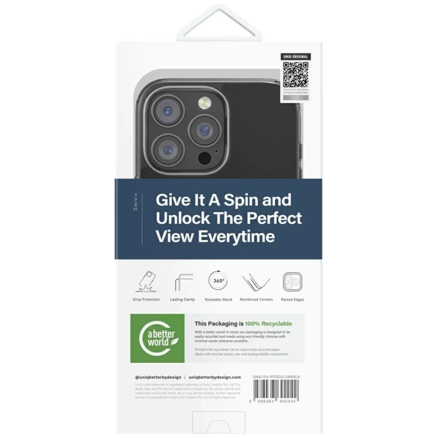 Etui UNIQ Swivix 360 Rotating Kickstand na iPhone 16 Pro Max  - czarne