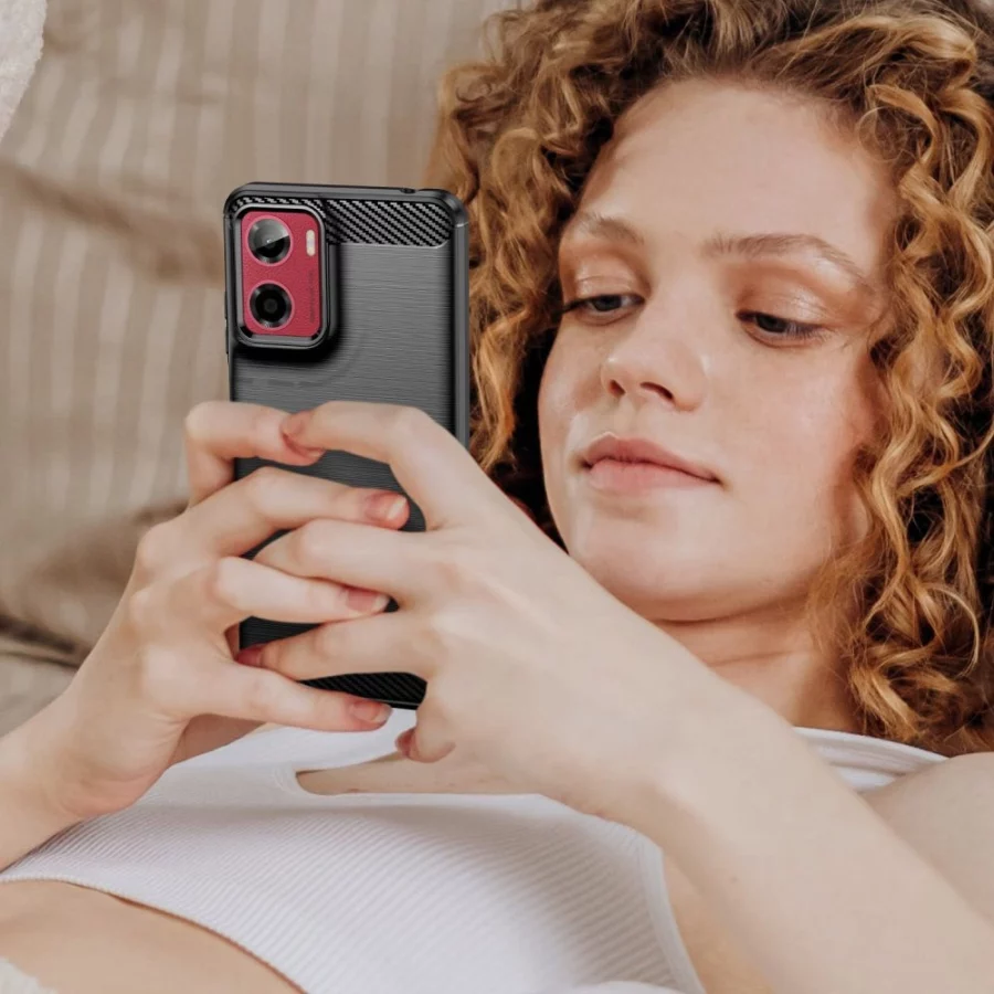 Etui Tech-Protect TPUCarbon na Motorola Moto G05 / E15 - czarne