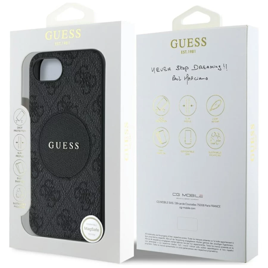 Etui Guess 4G Circle Classic Logo MagSafe na iPhone 16e - czarne