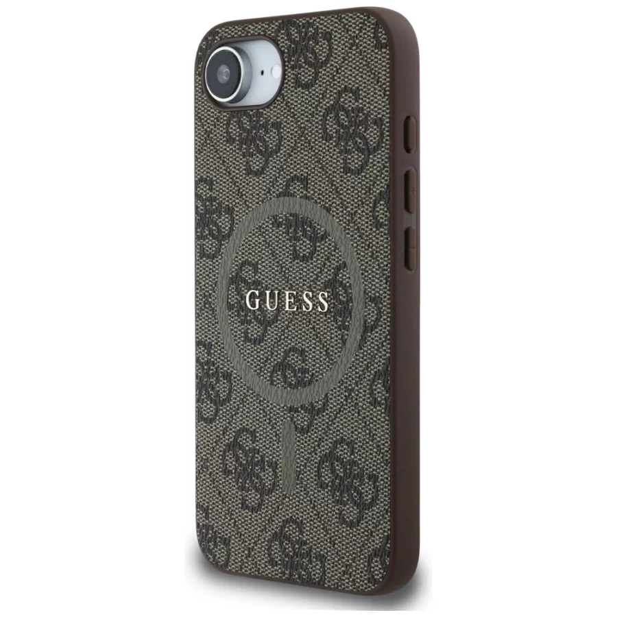 Etui Guess 4G Ring Classic Logo MagSafe  na iPhone 16e - brązowe