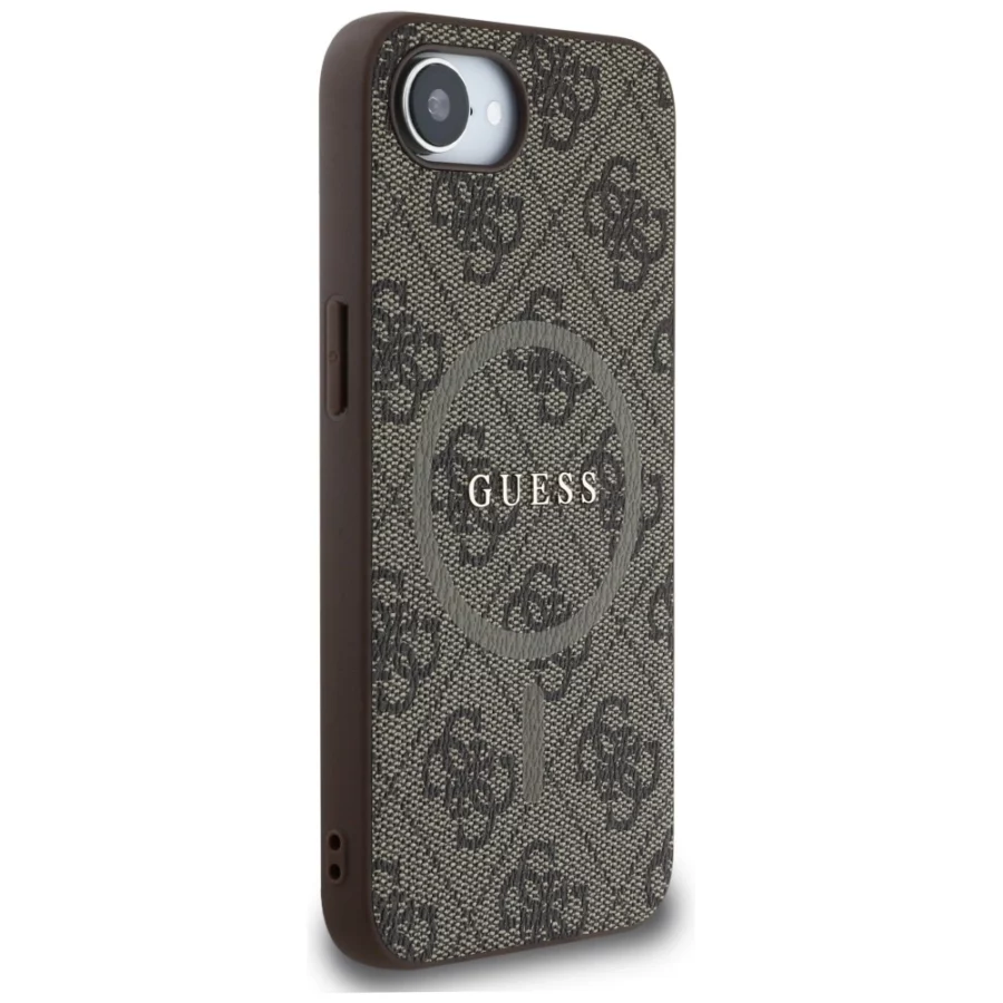 Etui Guess 4G Ring Classic Logo MagSafe  na iPhone 16e - brązowe