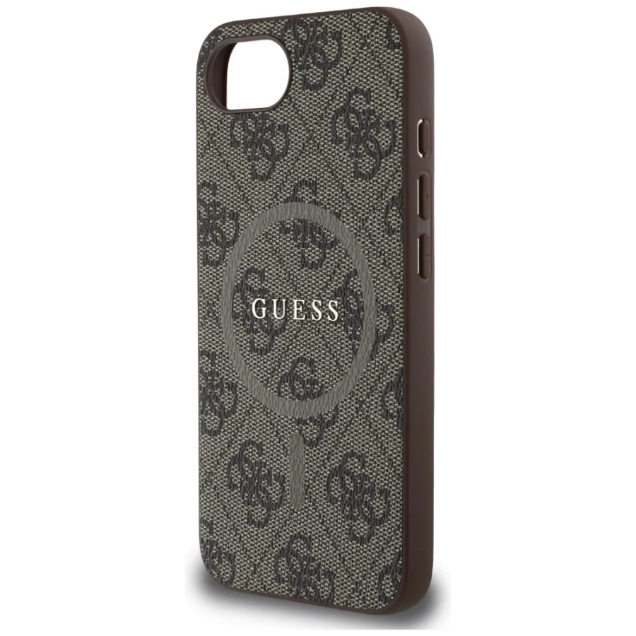 Etui Guess 4G Ring Classic Logo MagSafe  na iPhone 16e - brązowe