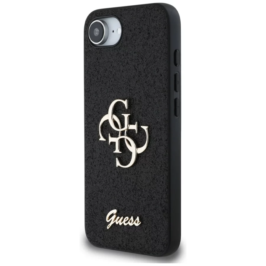 Etui Guess Fixed Glitter Big 4G na iPhone 16e - czarne