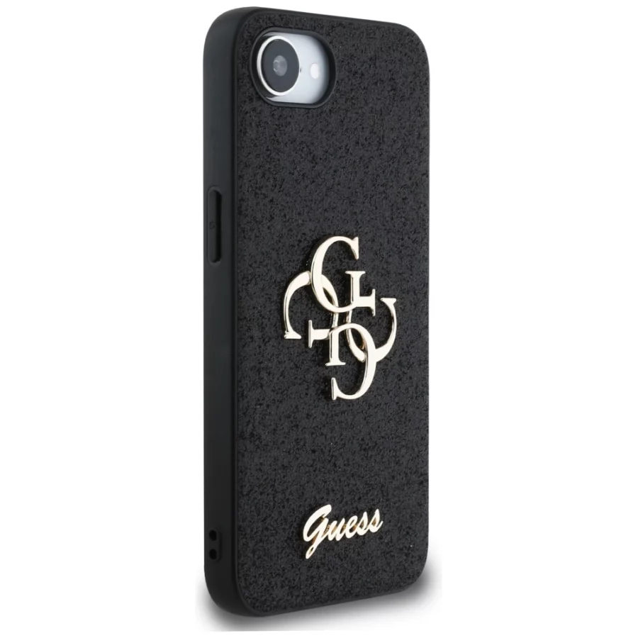 Etui Guess Fixed Glitter Big 4G na iPhone 16e - czarne