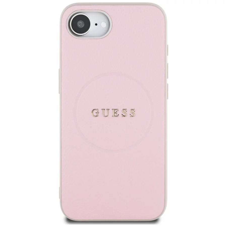 Etui Guess Grained Ring MagSafe na iPhone 16e - różowe