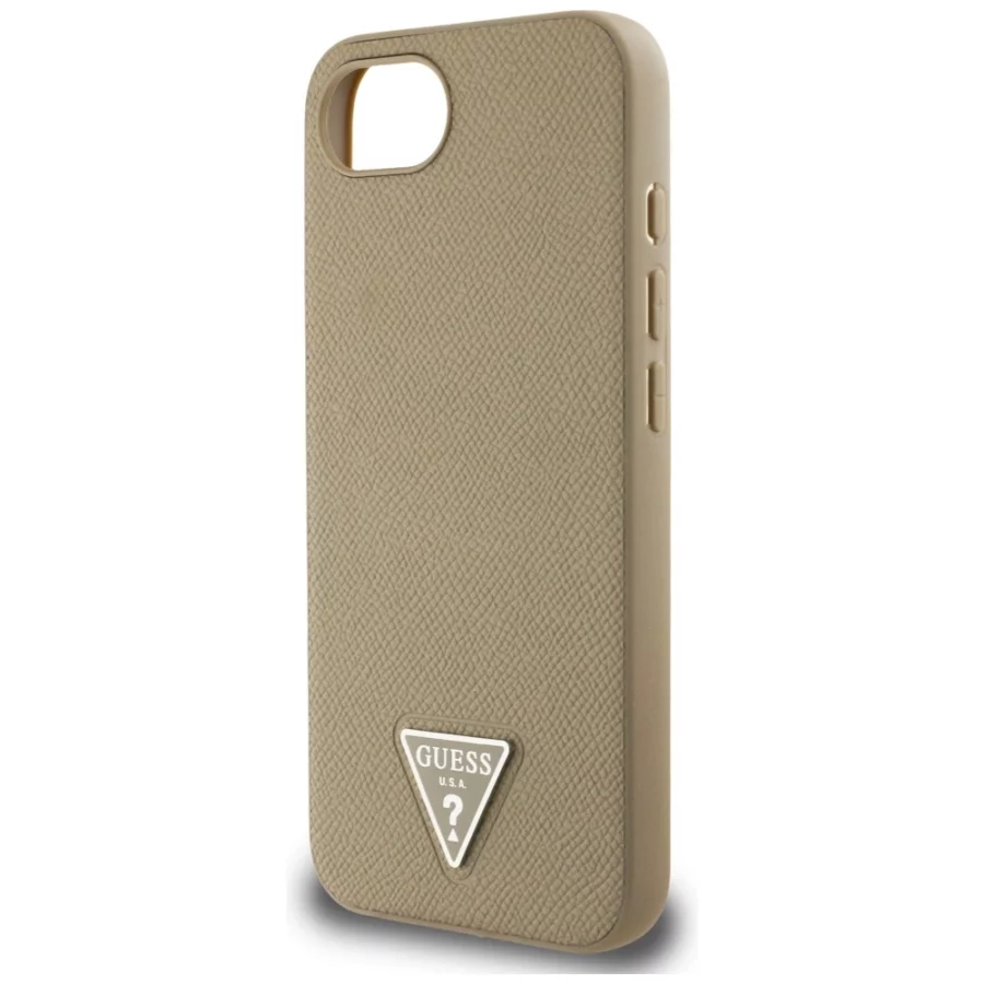 Etui Guess Grained Triangle MagSafe na iPhone 16e - brązowe