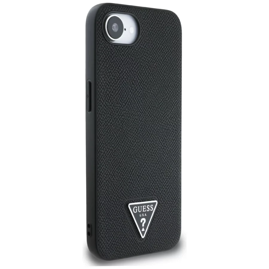Etui Guess Grained Triangle MagSafe na iPhone 16e - czarne