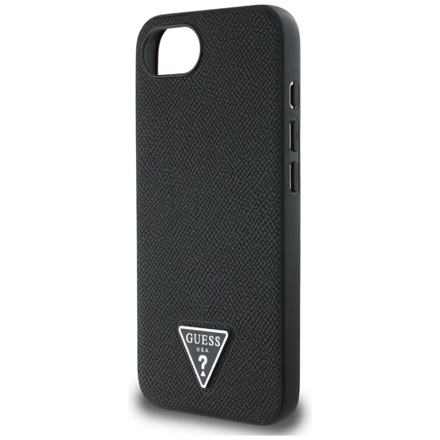 Etui Guess Grained Triangle MagSafe na iPhone 16e - czarne