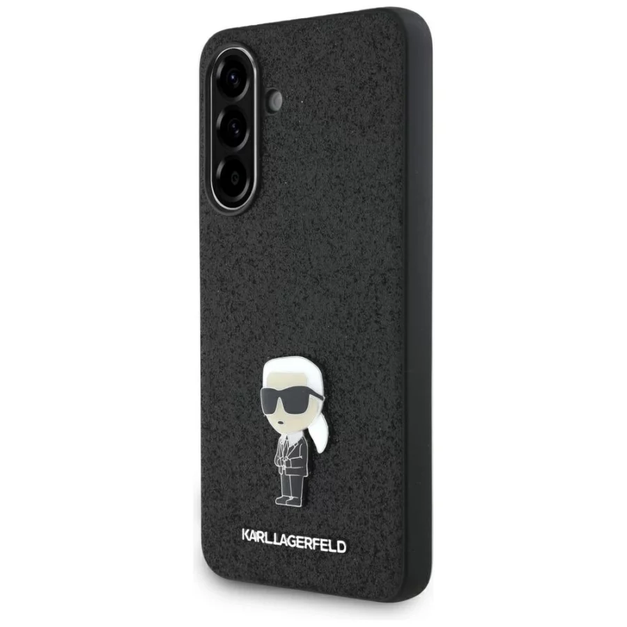 Etui Karl Lagerfeld Fixed Glitter Ikonik Logo Metal Pin na Samsung Galaxy A36 - czarne