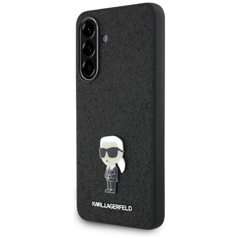 Etui Karl Lagerfeld Fixed Glitter Ikonik Logo Metal Pin na Samsung Galaxy A56 - czarne