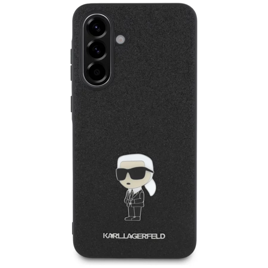 Etui Karl Lagerfeld Fixed Glitter Ikonik Logo Metal Pin na Samsung Galaxy A56 - czarne