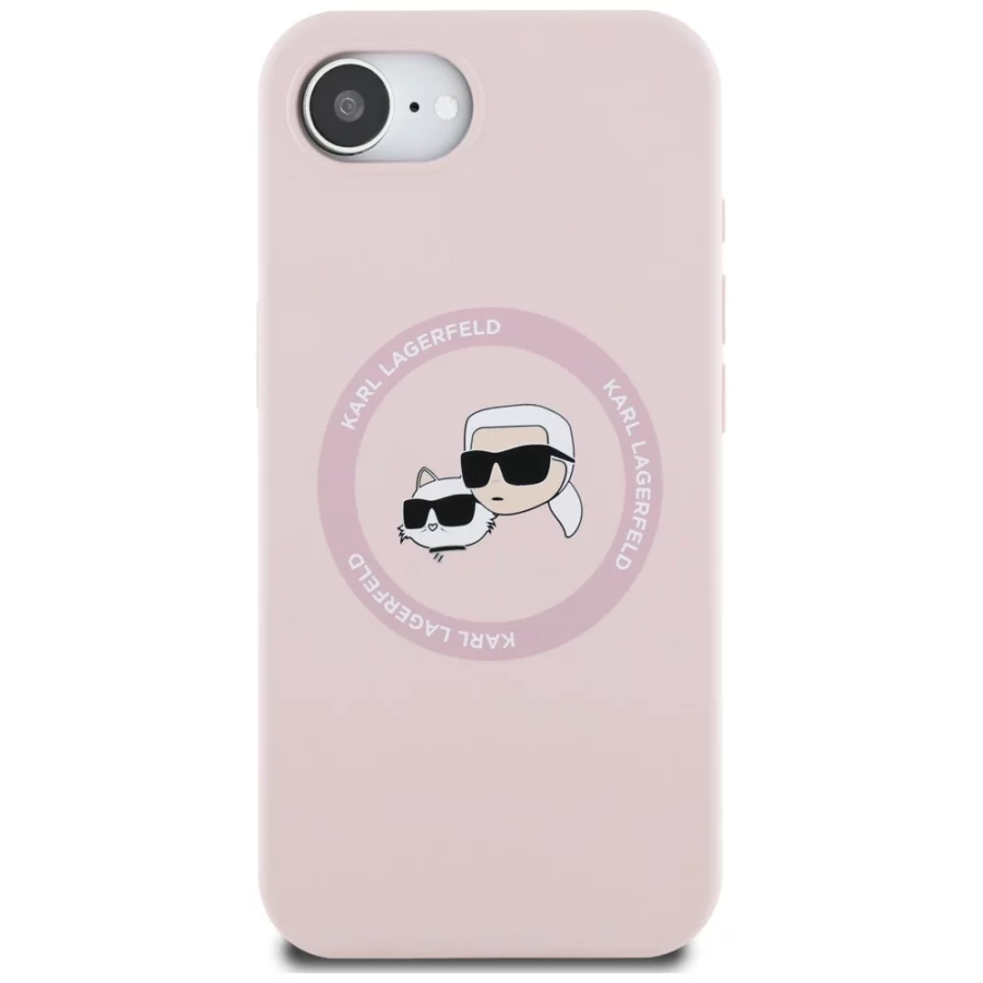 Etui Karl Lagerfeld Silicone Karl&Choupette Heads MagSafe na iPhone 16e - różowe