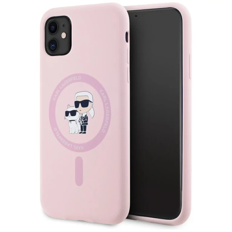 Etui Karl Lagerfeld Silicone Karl&Choupette MagSafe na iPhone 11 - różowe