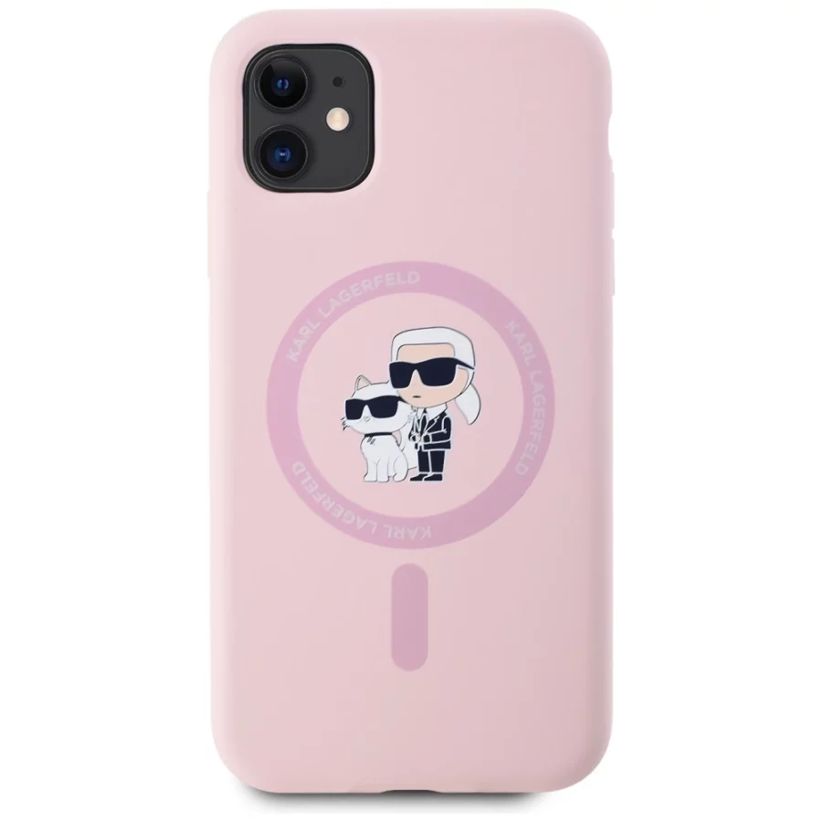 Etui Karl Lagerfeld Silicone Karl&Choupette MagSafe na iPhone 11 - różowe