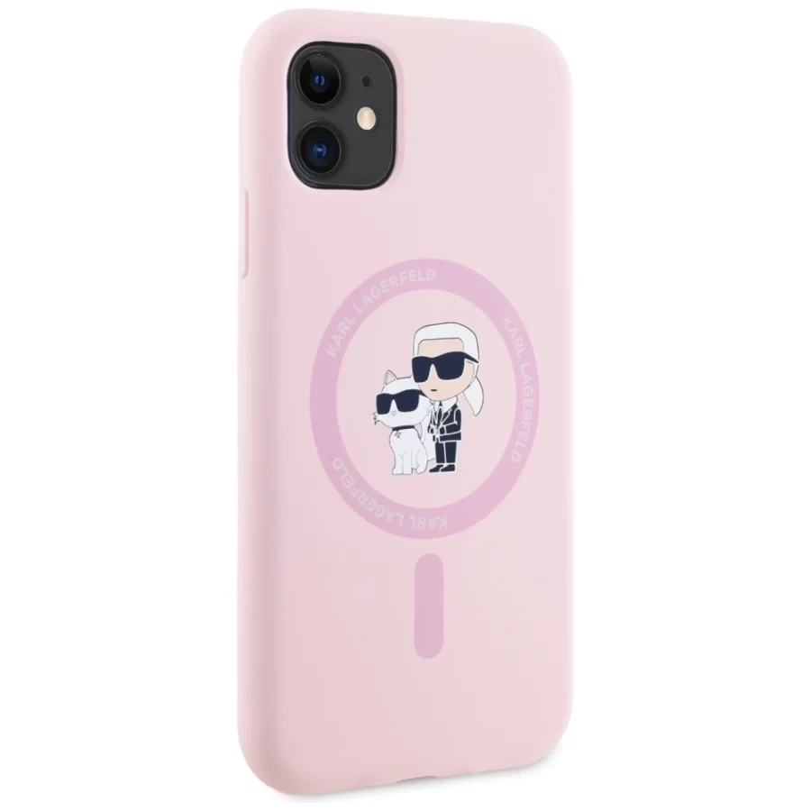 Etui Karl Lagerfeld Silicone Karl&Choupette MagSafe na iPhone 11 - różowe