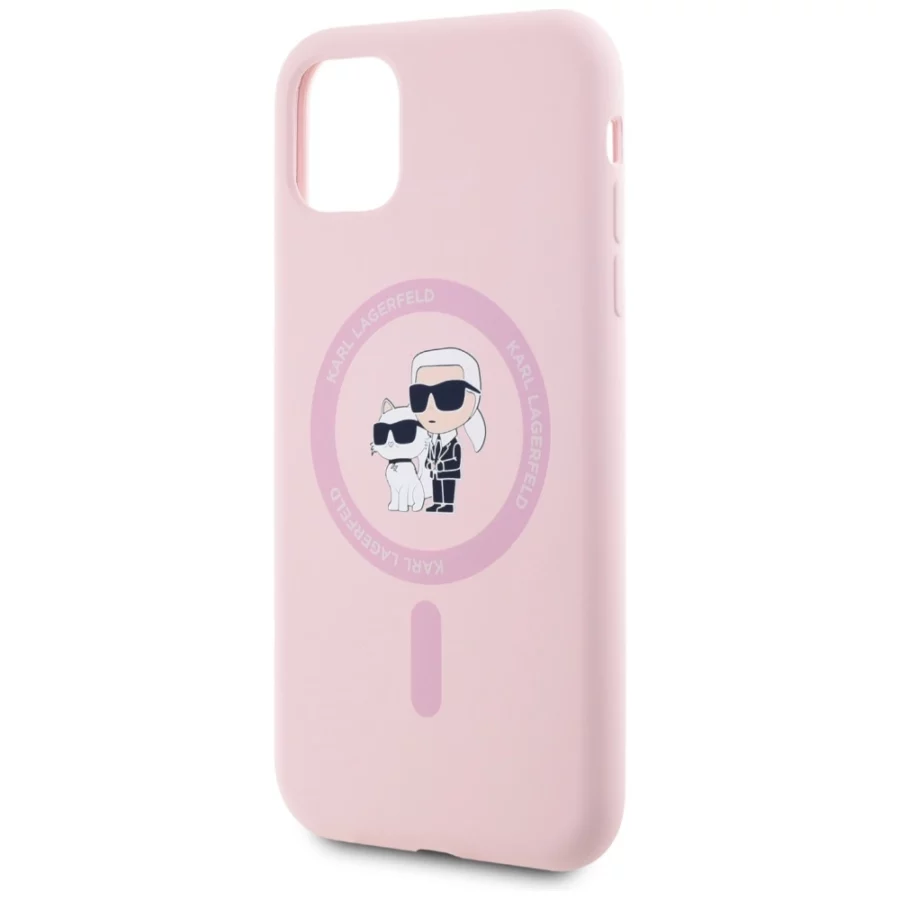 Etui Karl Lagerfeld Silicone Karl&Choupette MagSafe na iPhone 11 - różowe