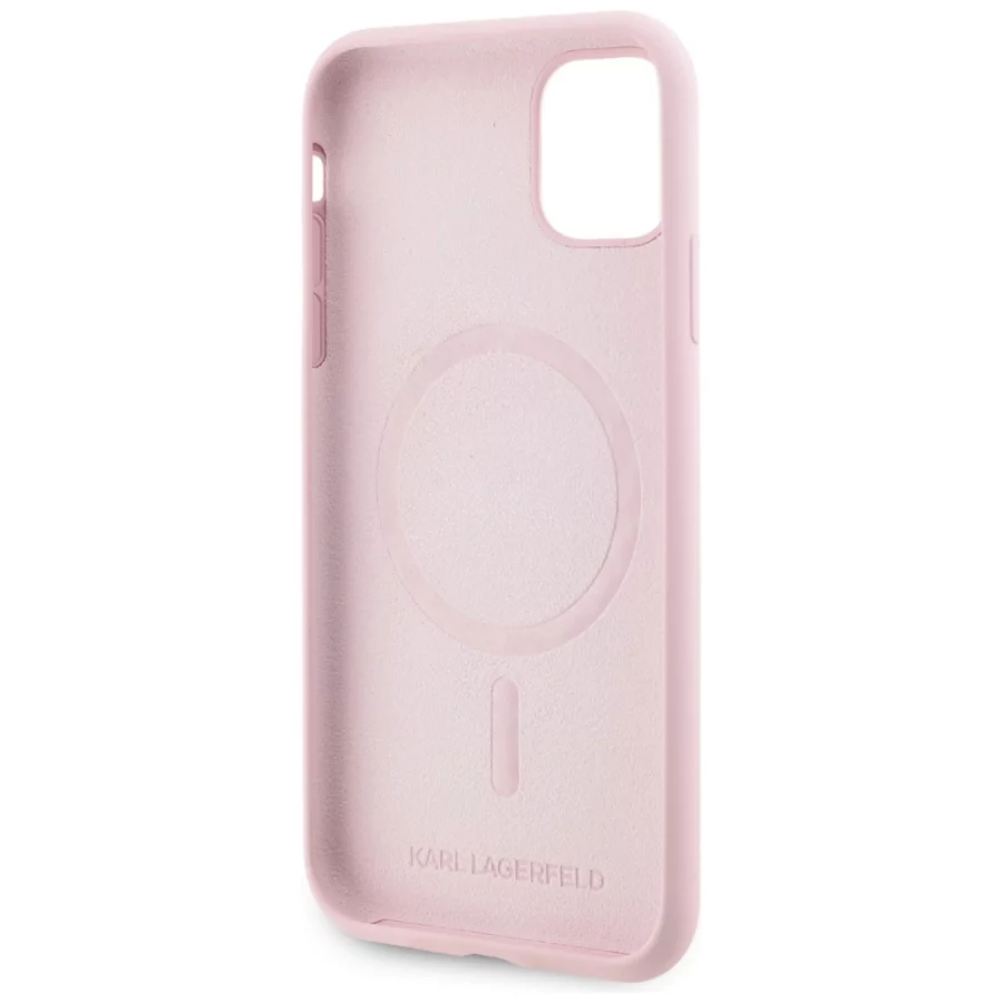 Etui Karl Lagerfeld Silicone Karl&Choupette MagSafe na iPhone 11 - różowe