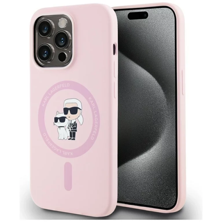 Etui Karl Lagerfeld Silicone Karl&Choupette MagSafe na iPhone 14 Pro Max - różowe