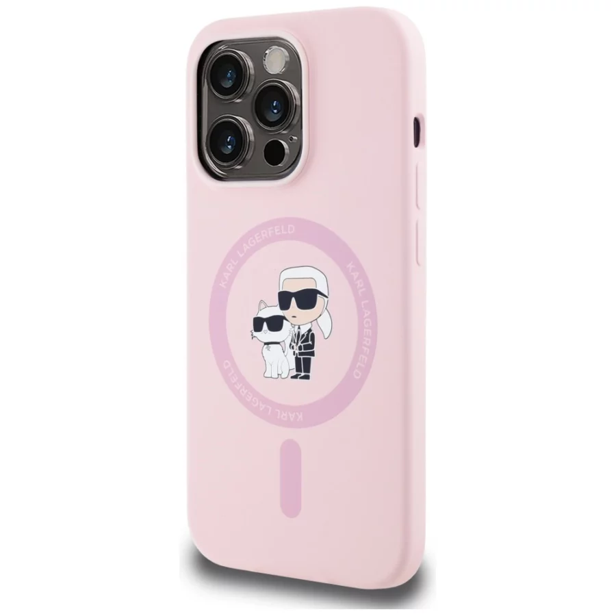 Etui Karl Lagerfeld Silicone Karl&Choupette MagSafe na iPhone 14 Pro Max - różowe