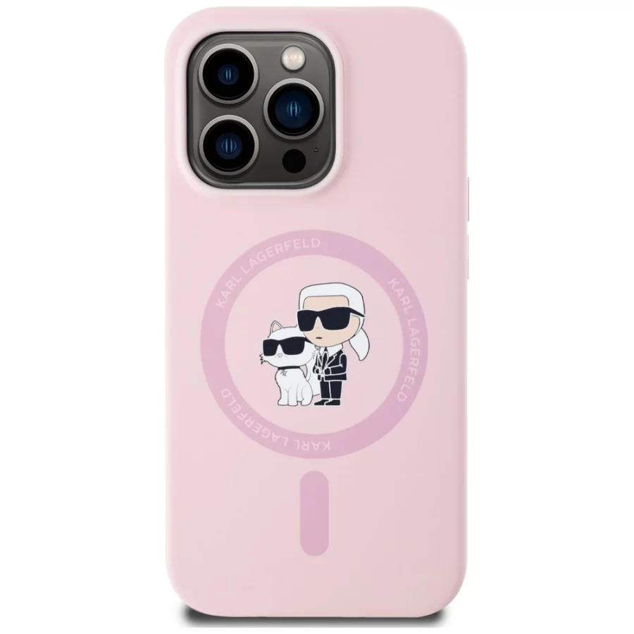 Etui Karl Lagerfeld Silicone Karl&Choupette MagSafe na iPhone 14 Pro Max - różowe