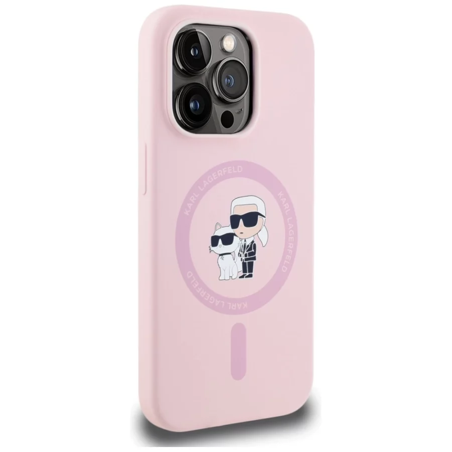 Etui Karl Lagerfeld Silicone Karl&Choupette MagSafe na iPhone 14 Pro Max - różowe