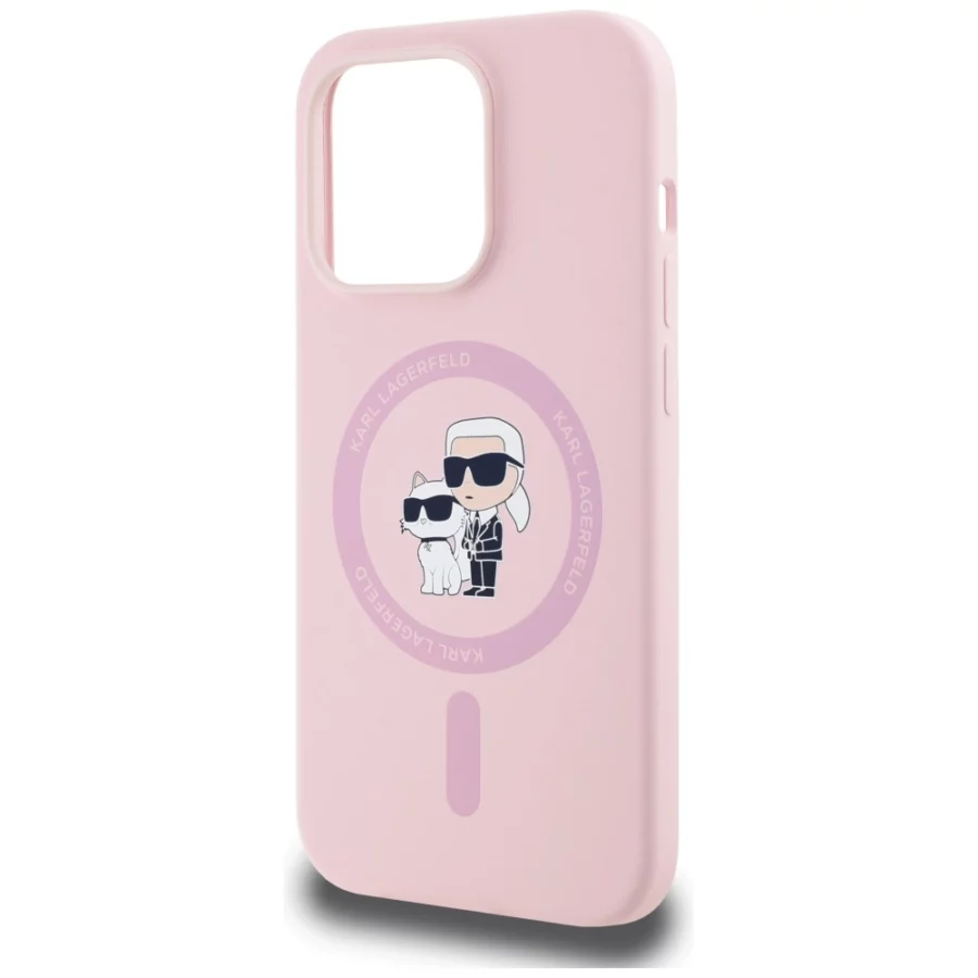 Etui Karl Lagerfeld Silicone Karl&Choupette MagSafe na iPhone 14 Pro Max - różowe