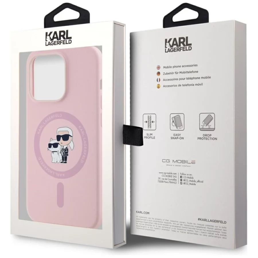 Etui Karl Lagerfeld Silicone Karl&Choupette MagSafe na iPhone 14 Pro Max - różowe
