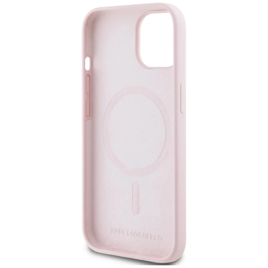 Etui Karl Lagerfeld Silicone Karl&Choupette MagSafe na iPhone 15 Plus - różowe