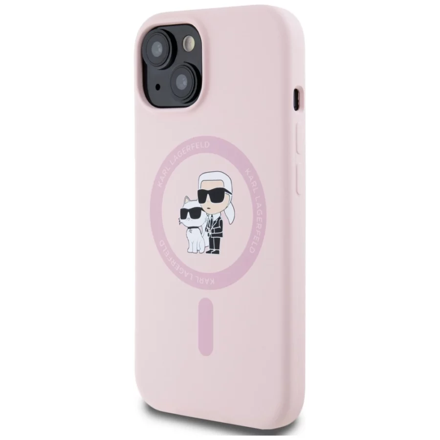 Etui Karl Lagerfeld Silicone Karl&Choupette MagSafe na iPhone 15 - różowe