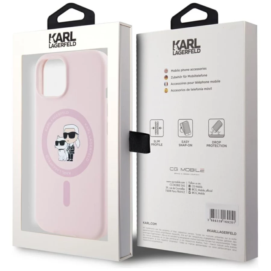 Etui Karl Lagerfeld Silicone Karl&Choupette MagSafe na iPhone 15 - różowe
