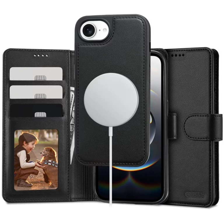 Etui Tech-Protect Wallet MagSafe na iPhone 16e / 17e - czarny mat