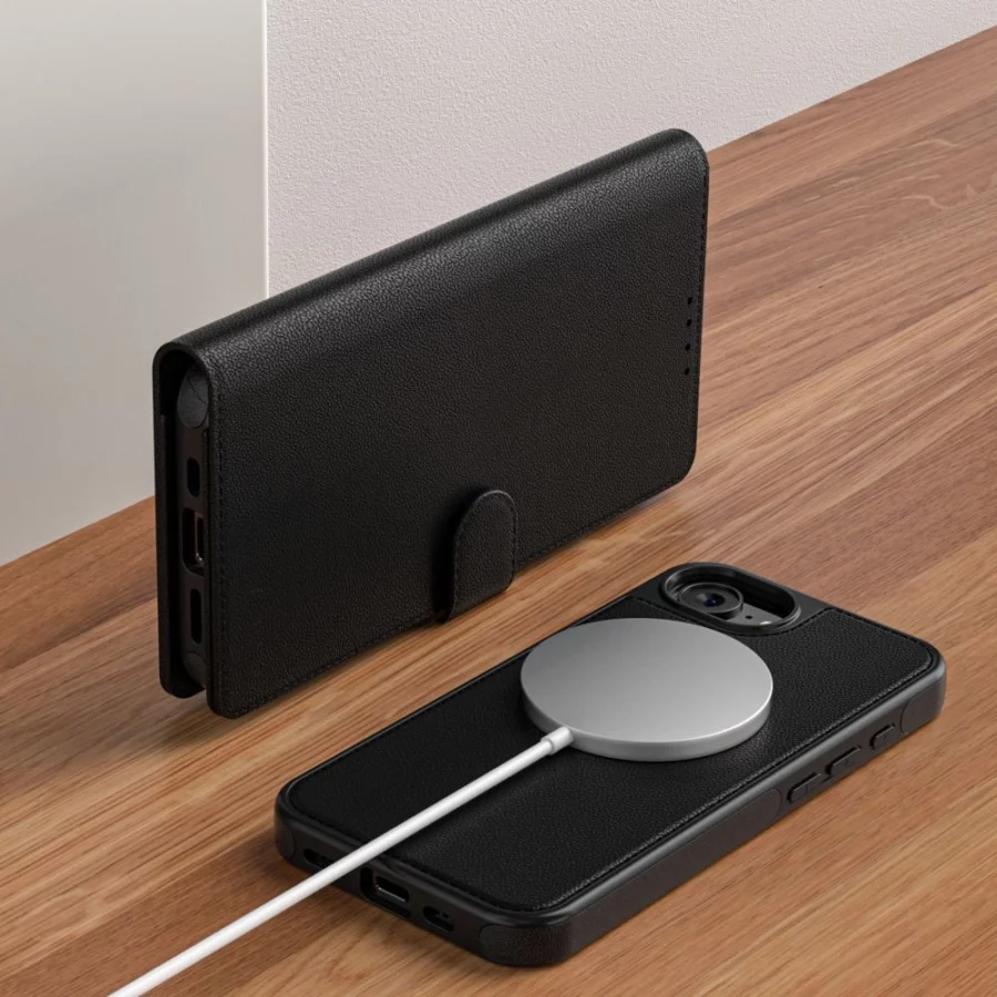 Etui Tech-Protect Wallet MagSafe na iPhone 16e / 17e - czarny mat