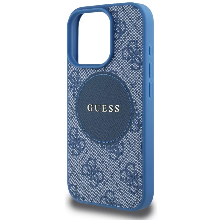 Etui Guess 4G Circle Classic Logo MagSafe na iPhone 16 Pro Max - niebieskie