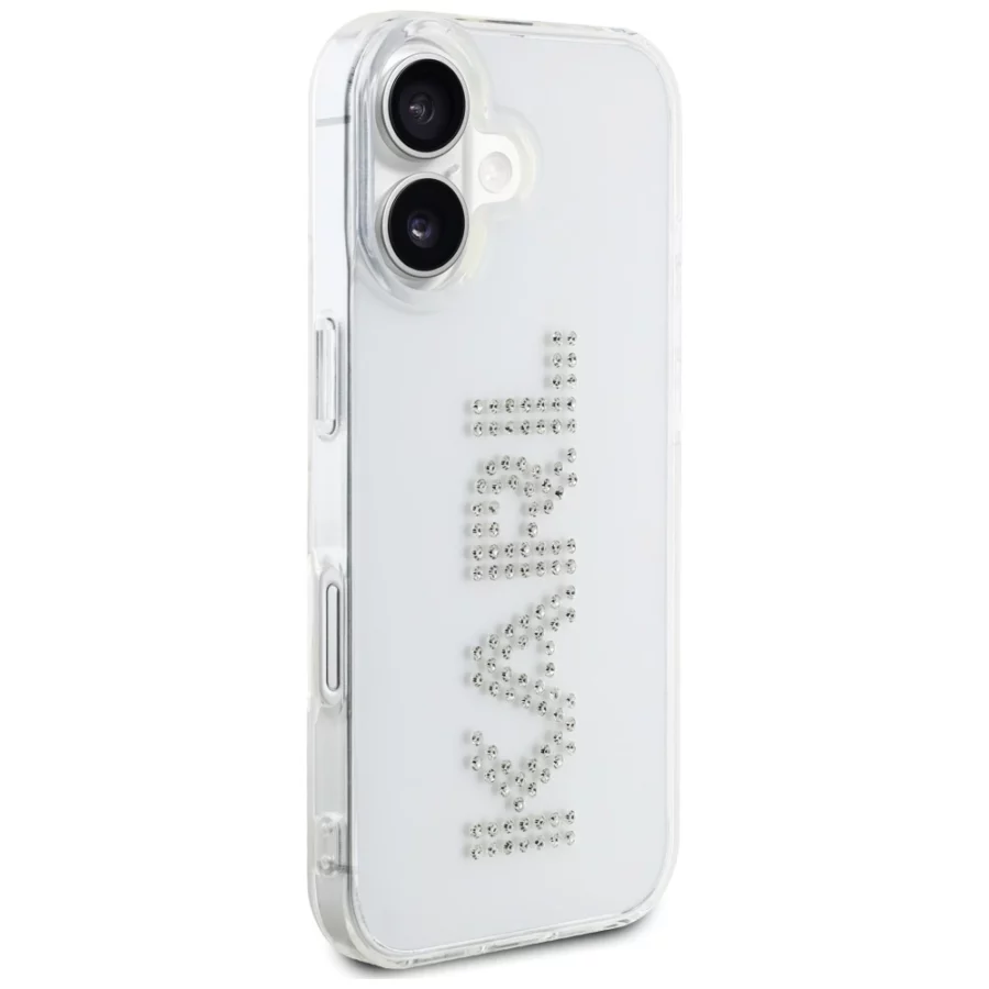 Etui Karl Lagerfeld IML Rhinestones Logo na iPhone 16 - przezroczyste