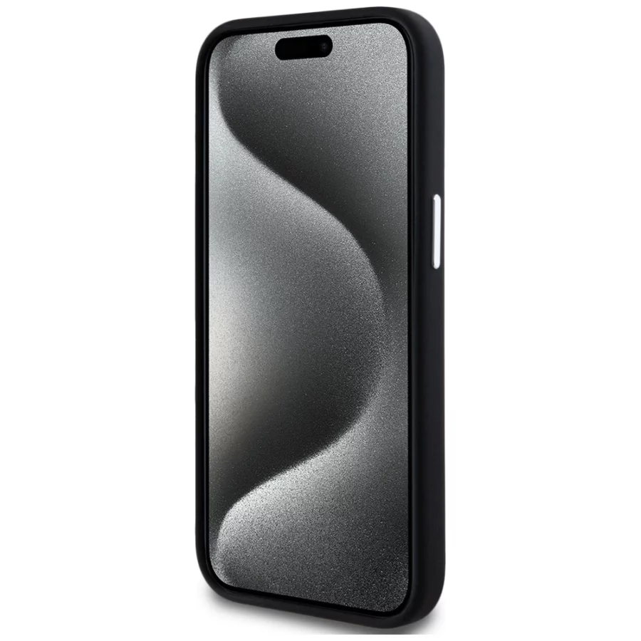 Etui Karl Lagerfeld Silicone Metal Script Logo na iPhone 15 - czarne