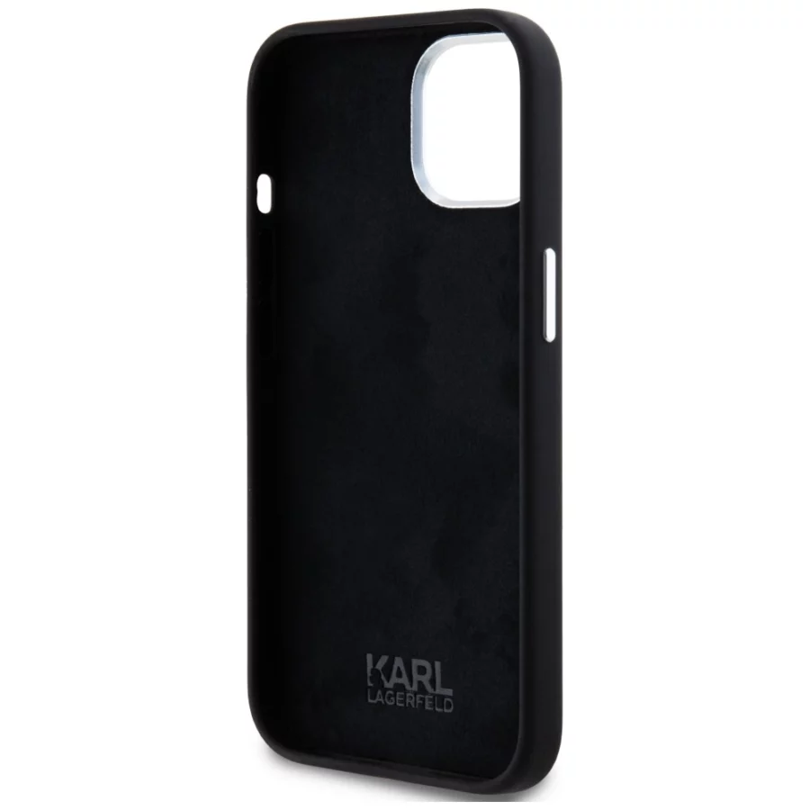 Etui Karl Lagerfeld Silicone Metal Script Logo na iPhone 15 - czarne